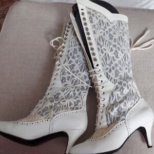 White/Ivory Lace Inset Western/Cathedral Boots
